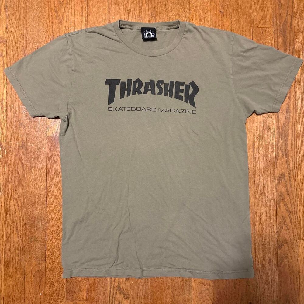 Thrasher Men's Khaki and Green T-shirt